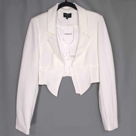 Bardot Jackets & Blazers - Bardot New Marcella Corset Blazer MEDIUM Orchid White Asymmetric Top Jacket